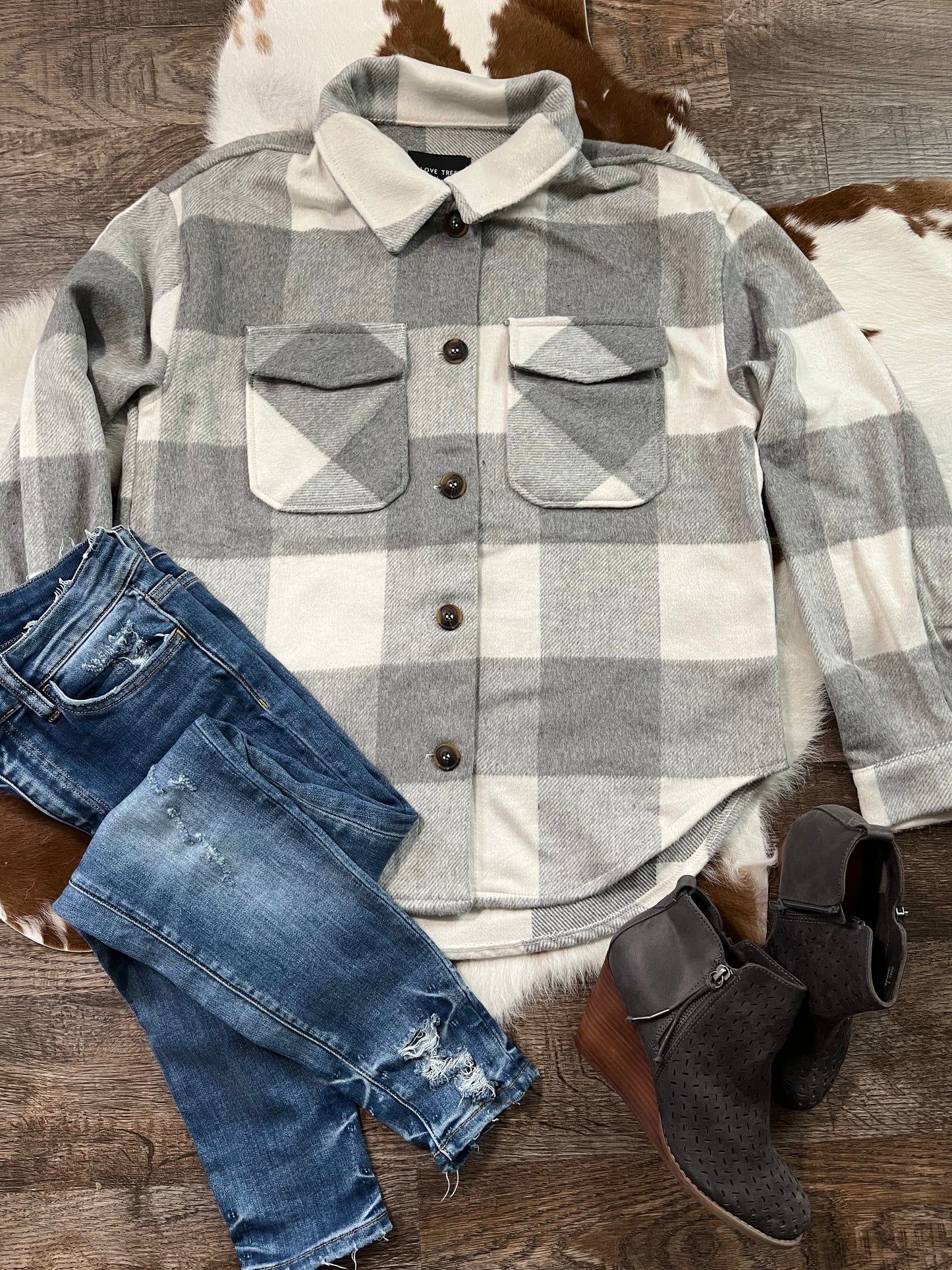 Plaid Flannel Button Down Jacket