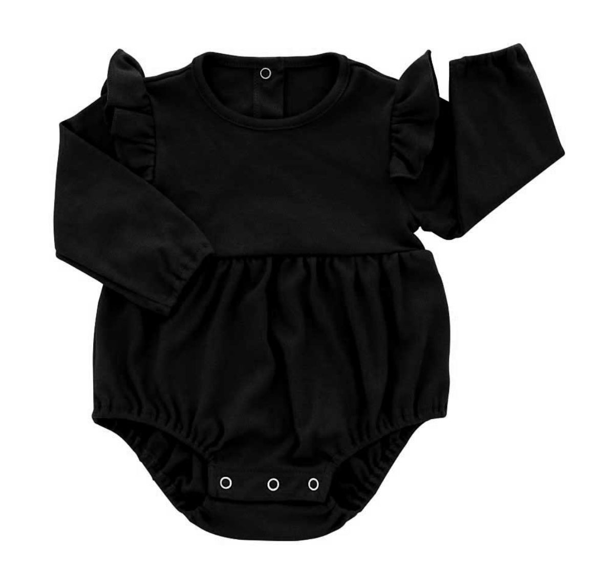 Midnight Black Ruffle Romper