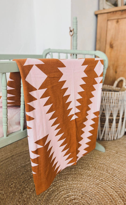 Western Grande Baby Blanket - Terracotta & Pink