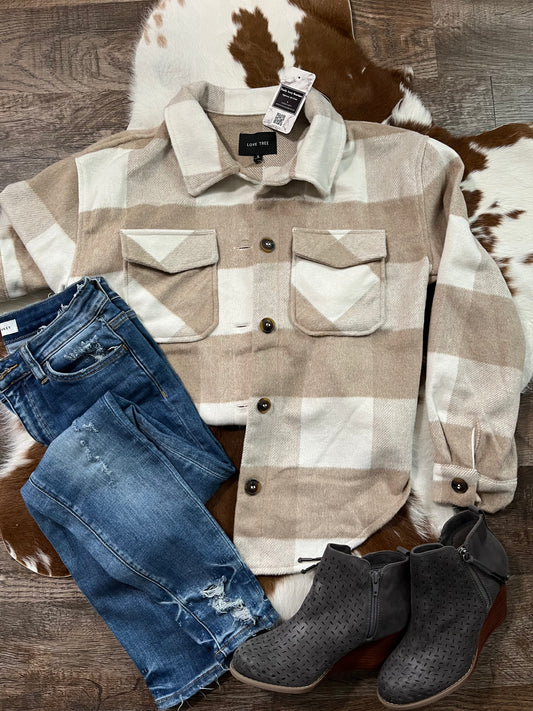 Plaid Flannel Button Down Jacket